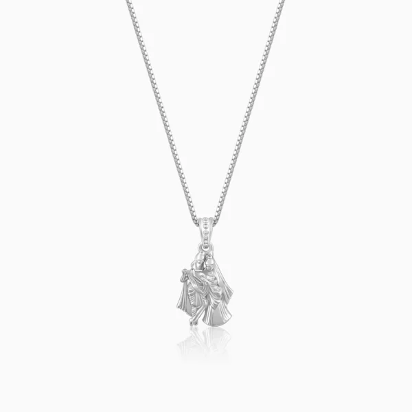 Silver Radha-Krishna Pendant with Box Chain