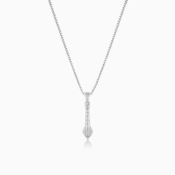 Silver Hanuman Gada Pendant with Box Chain For Him